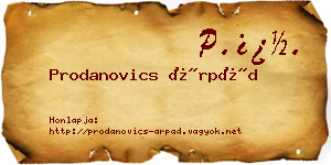 Prodanovics Árpád névjegykártya